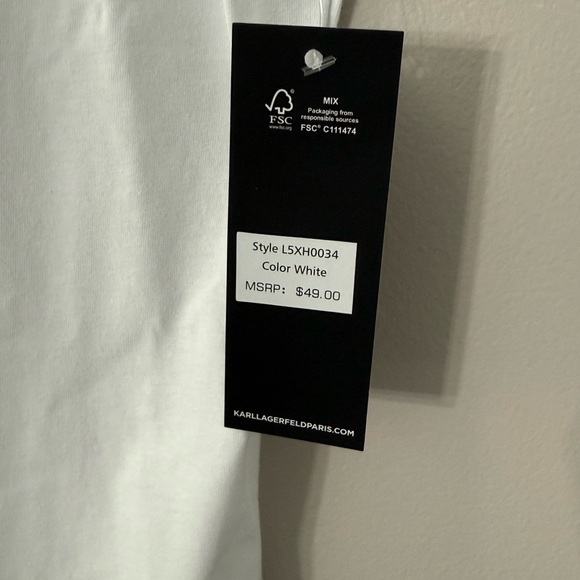 Karl Lagerfeld White T-Shirt with Gold Sequined Logo - Picture 4 of 10